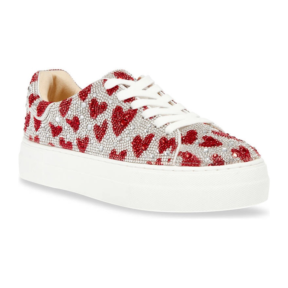 Blue by Betsy Johnson Sidney Heart rhinestone Sneakers. Brand new, never worn.